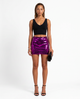 Purple Sequin Metallic Mini Skirt