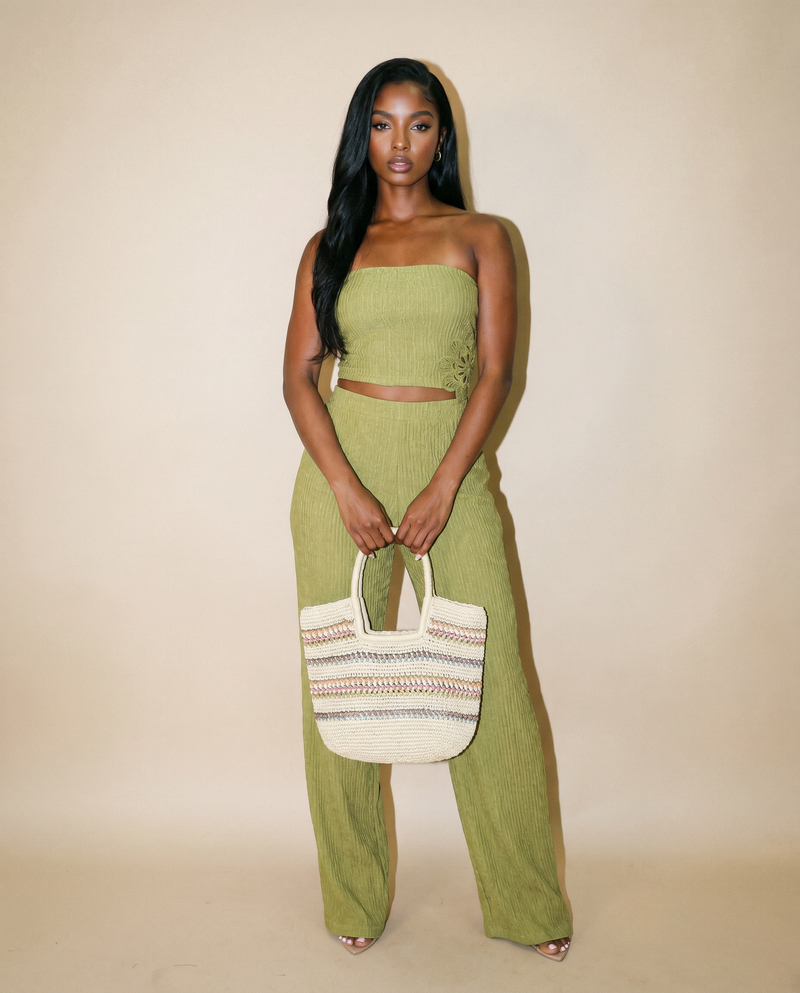 Embellished Tube Top Pants Set