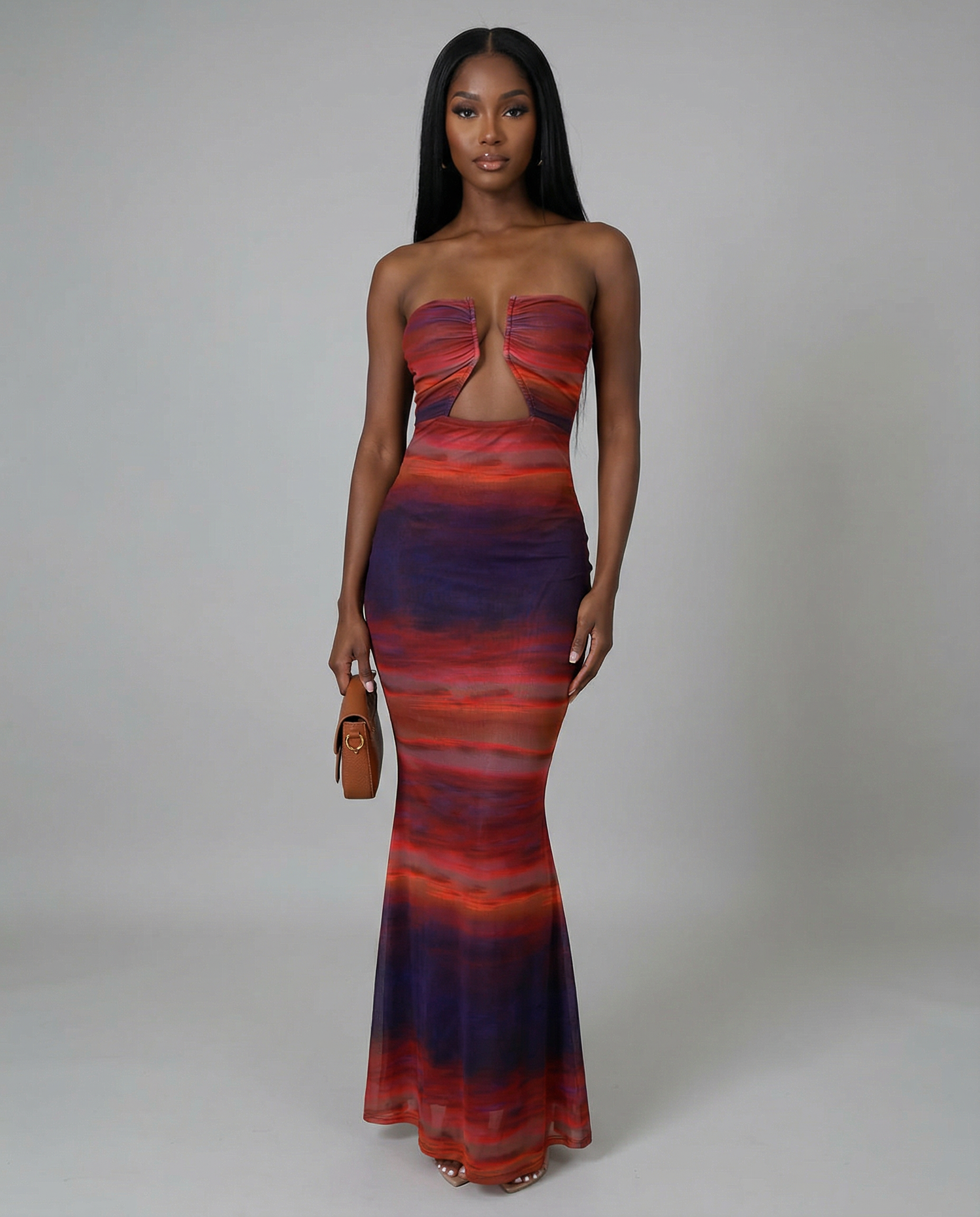 Abstract Sleeveless Maxi Dress