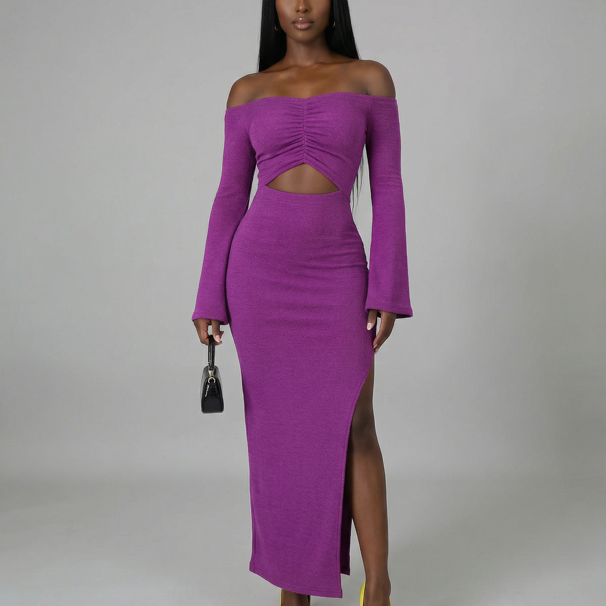 Flared Sleeves Off Shoulder Maxi Dress