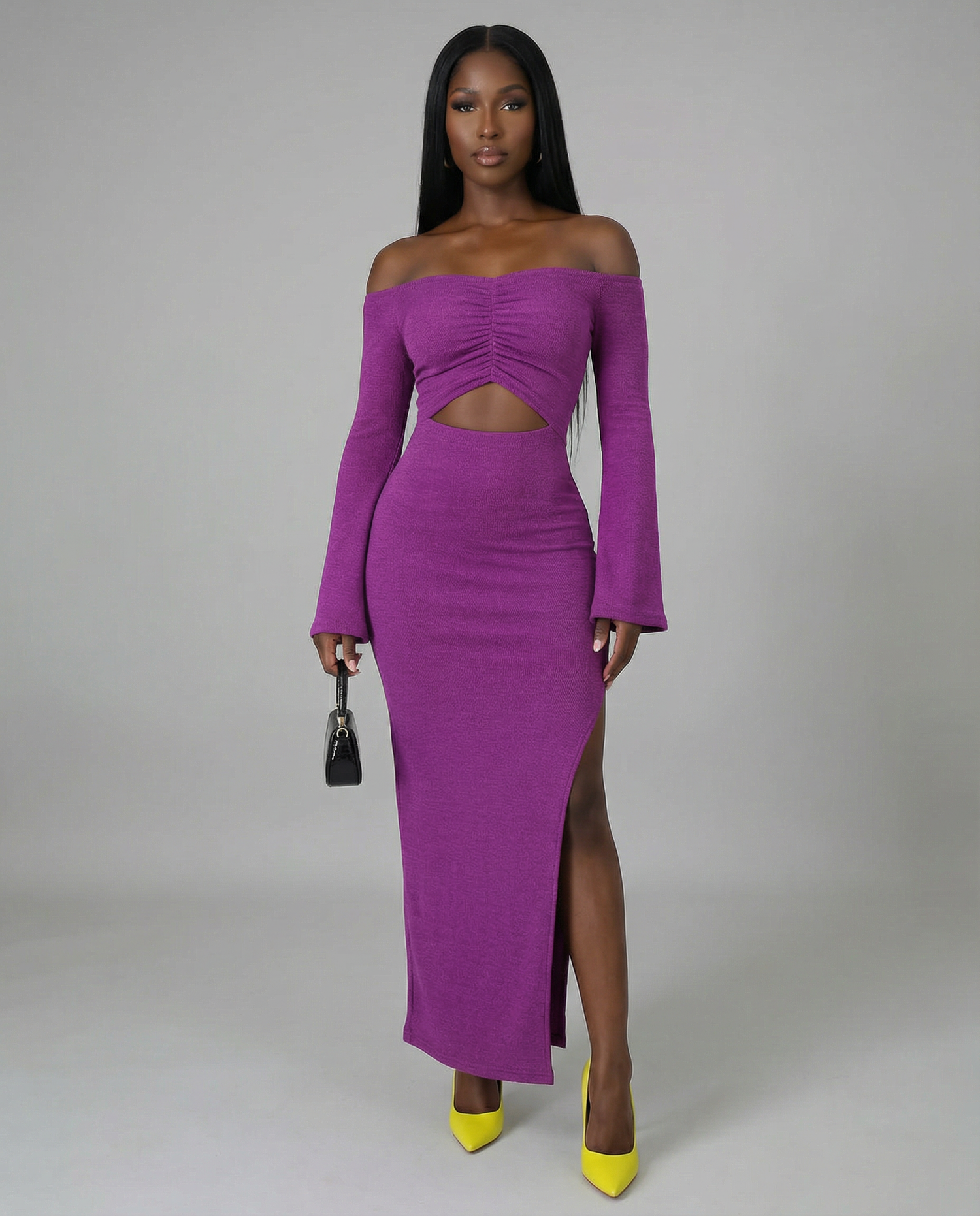 Flared Sleeves Off Shoulder Maxi Dress