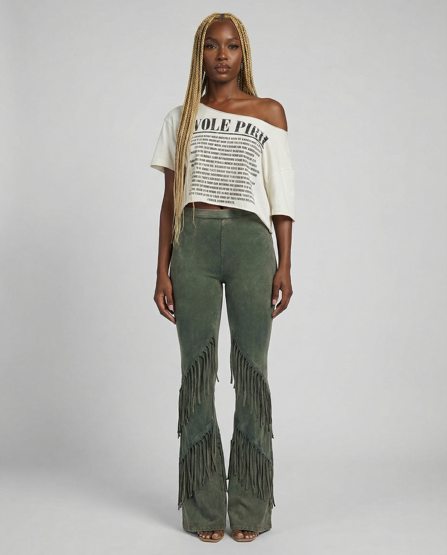 Mineral Washed Front Fringe Pants