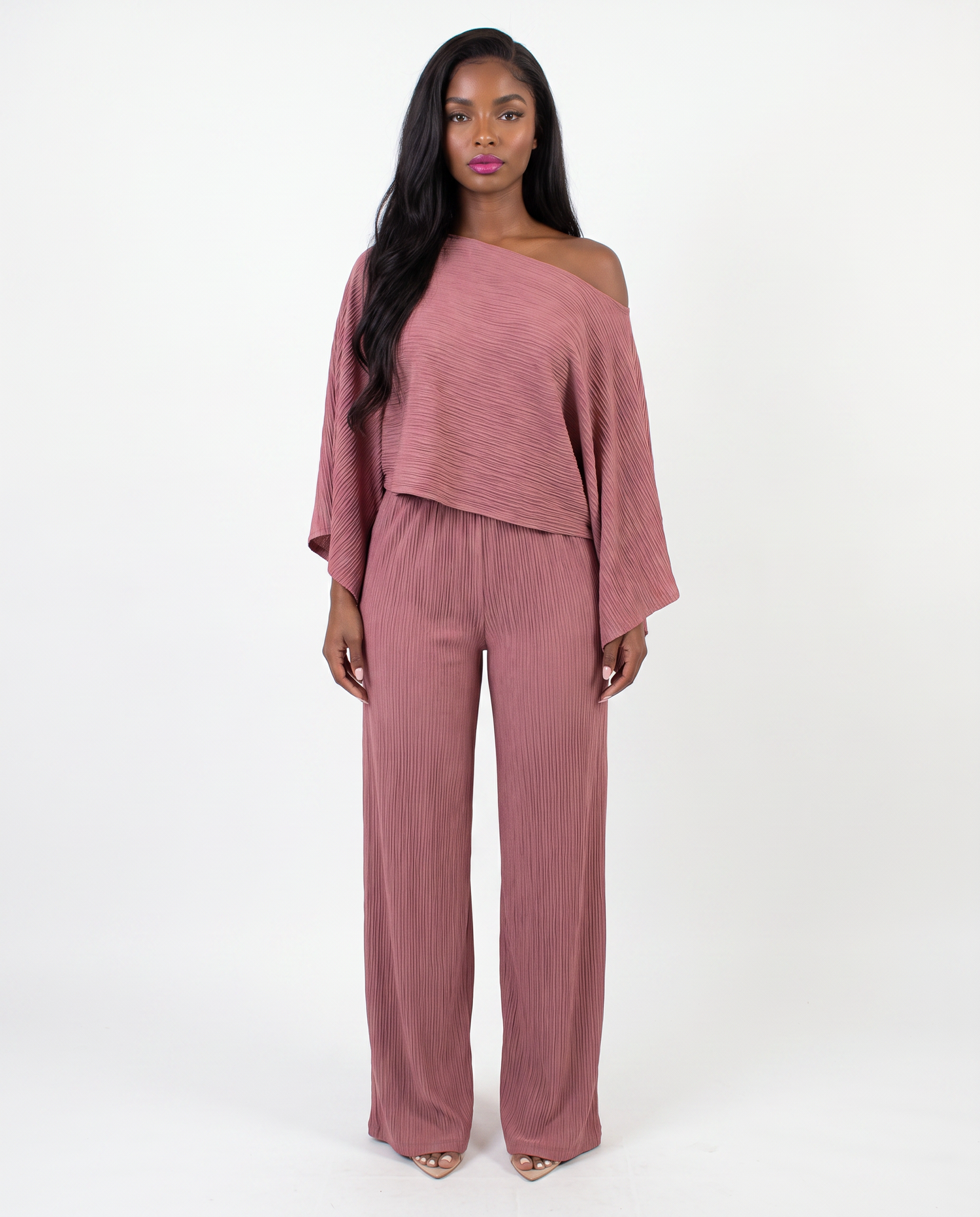 Off Shoulder Wide Leg Pants Set