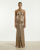 Print  Foil Gold Trim Maxi
