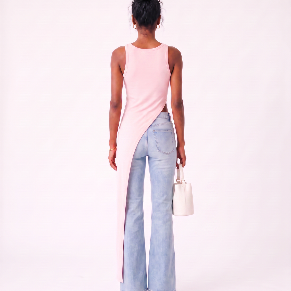 Asymmetrical Draped Long Tank Top