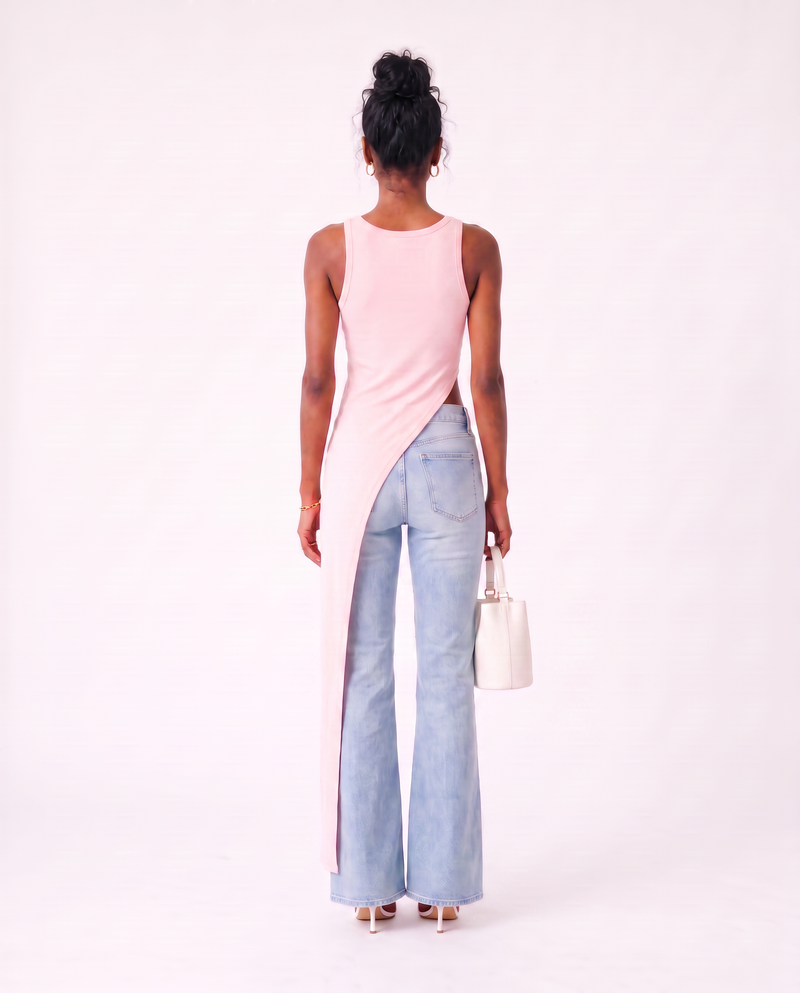Asymmetrical Draped Long Tank Top