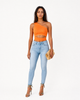 Ribbed Cut Out One Shoulder Crop Top