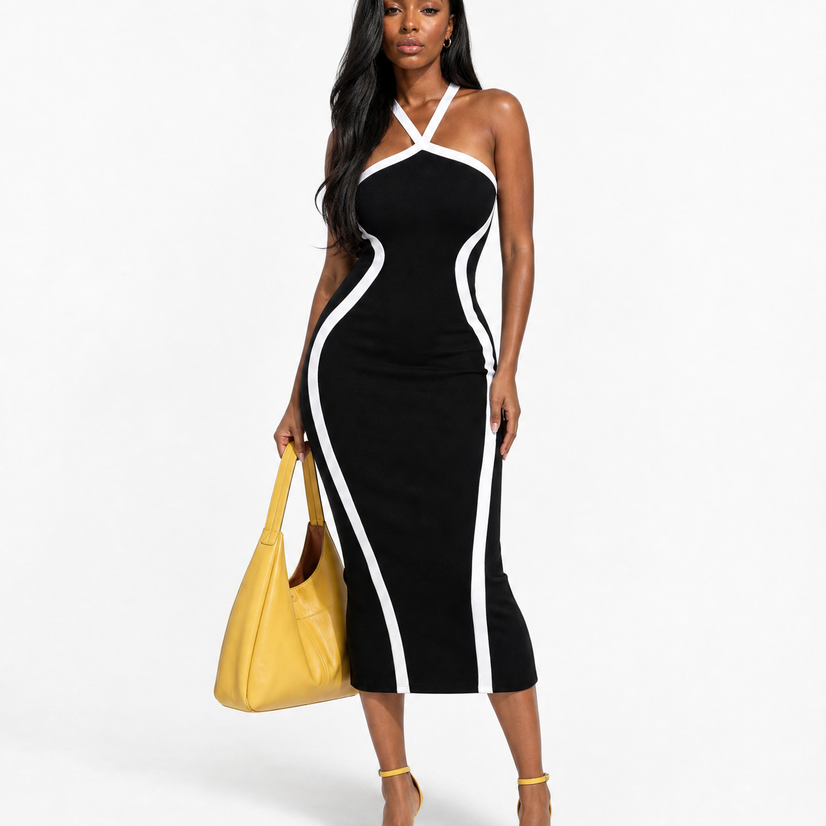 Curve Appeal Contrast Trim Midi Dress