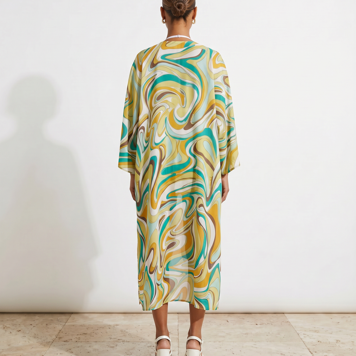 Abstract Pattern Cardigan & Shorts Set