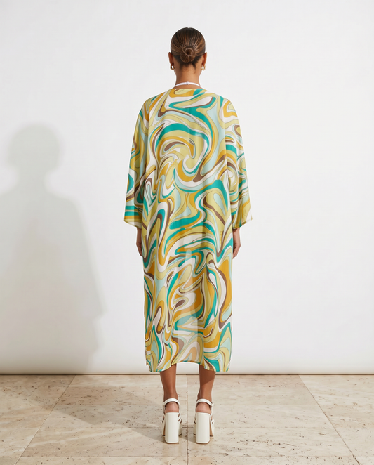 Abstract Pattern Cardigan & Shorts Set