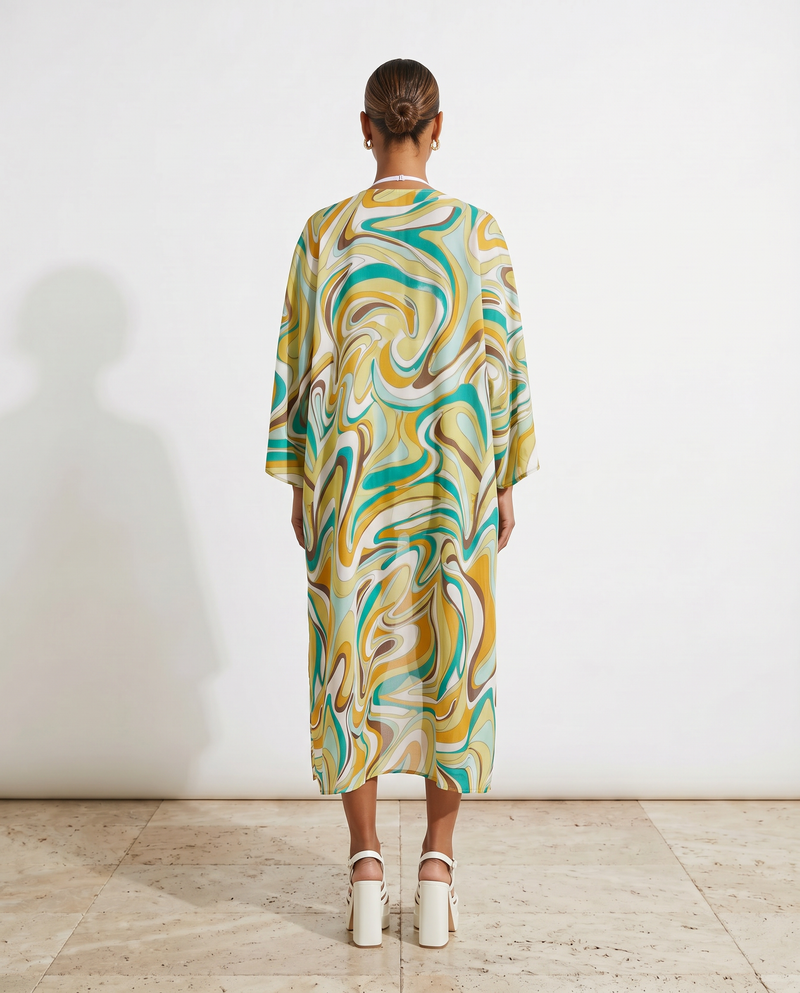 Abstract Pattern Cardigan & Shorts Set