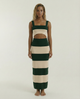 Stripe Color Knit Maxi Skirt Set