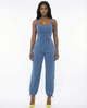 Washed Blue Stretch Jogger Jumpsuit