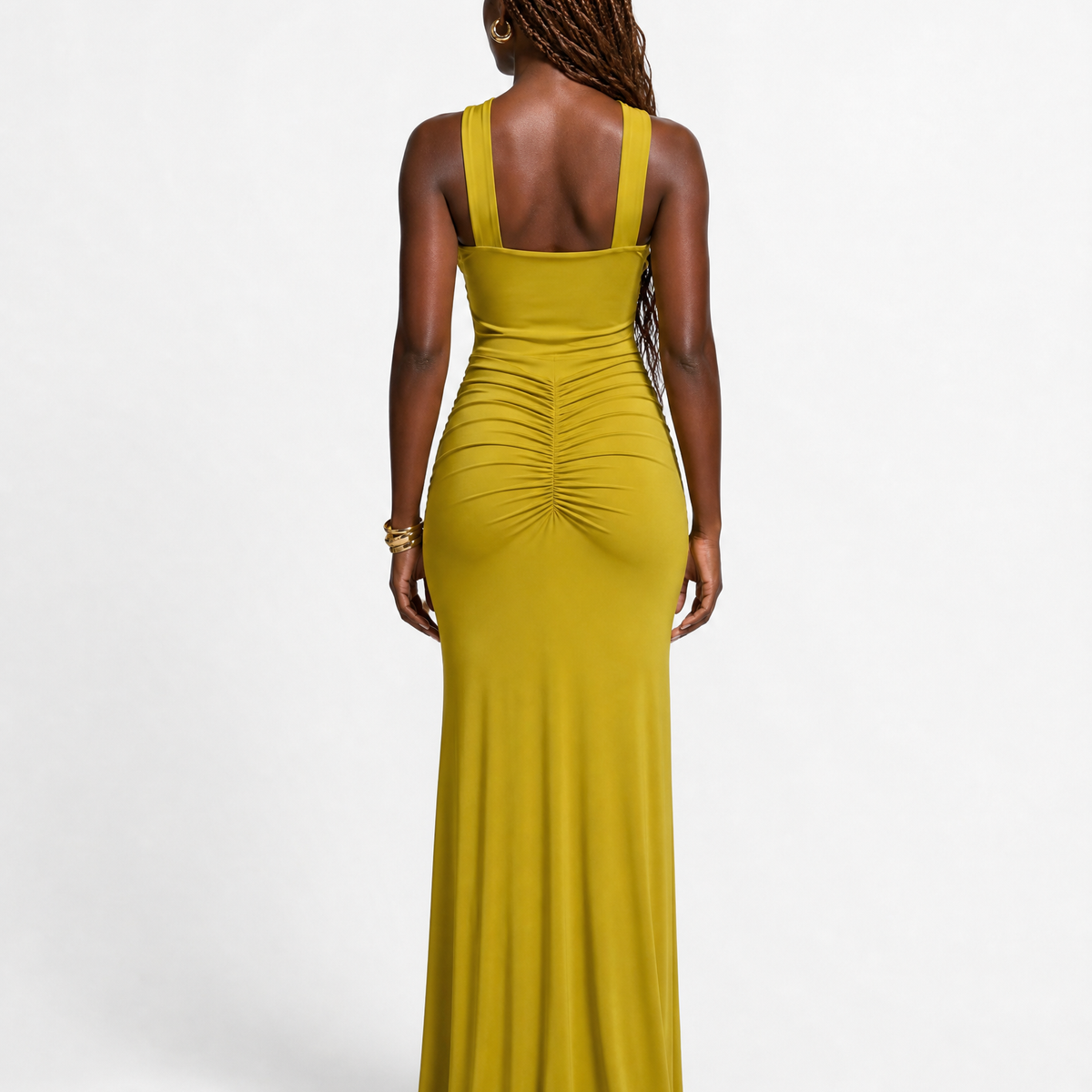 Mock Neck Drape Maxi Dress
