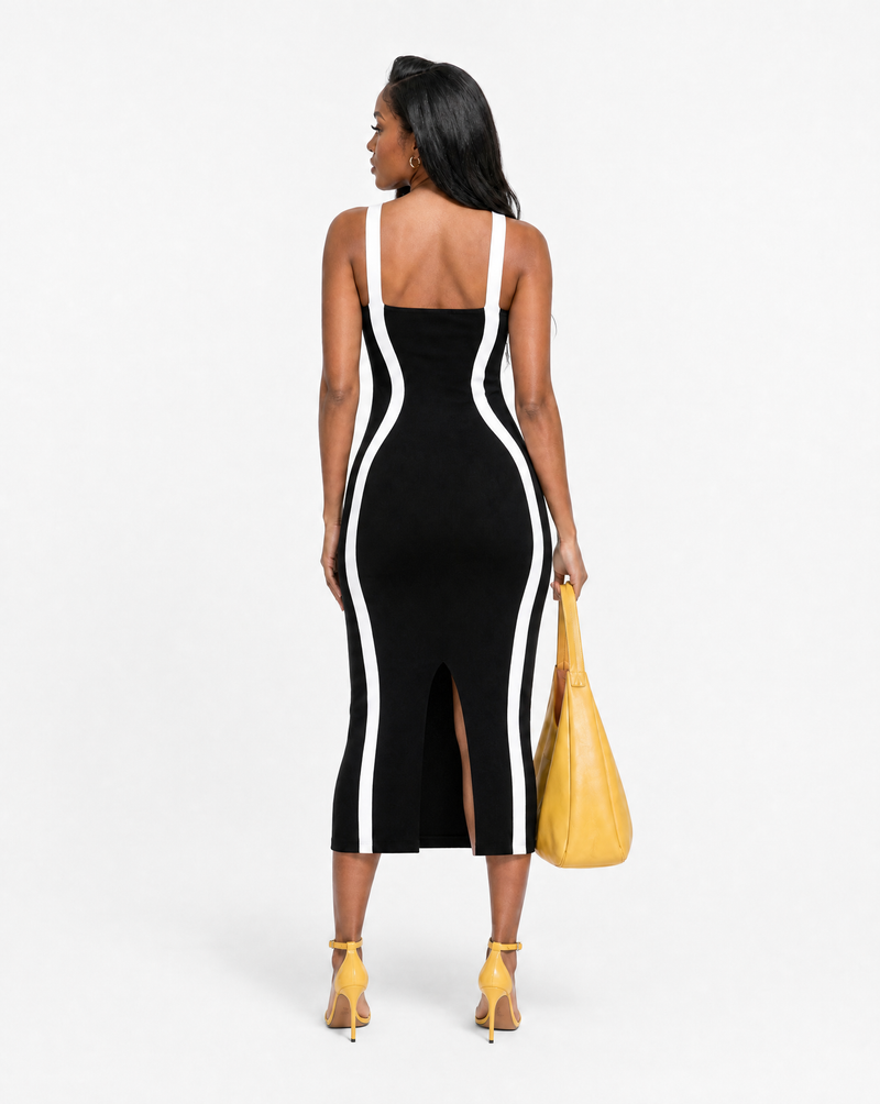Curve Appeal Contrast Trim Midi Dress