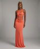 Coral Knot Mesh Cutout Maxi Dress