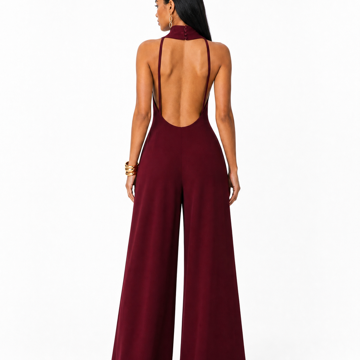 Burgundy Wide Leg Jumpsuit
