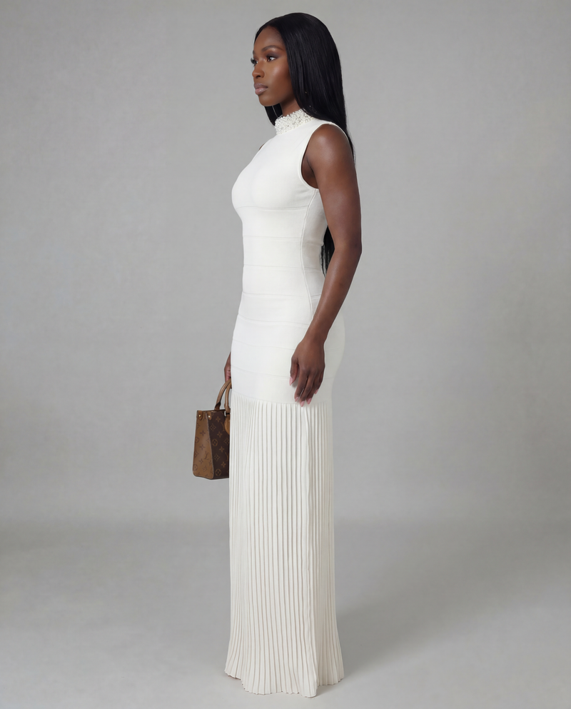 Bodycon Dress Pleated Below Waist
