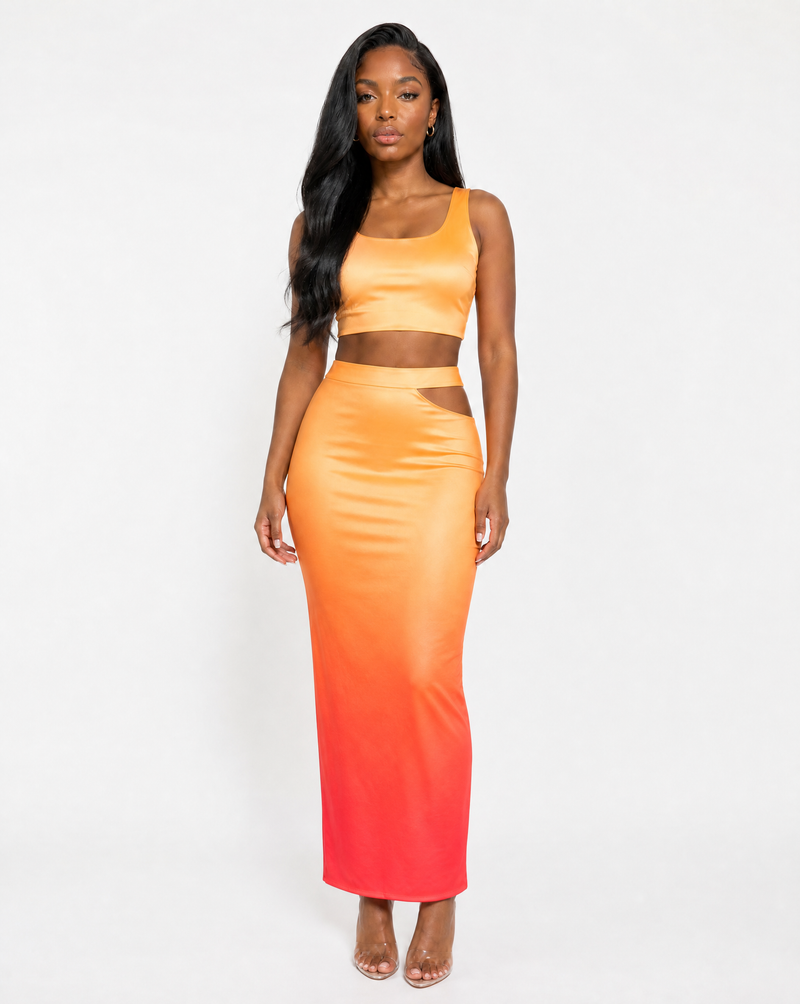 Ombre Cutout Skirt Set