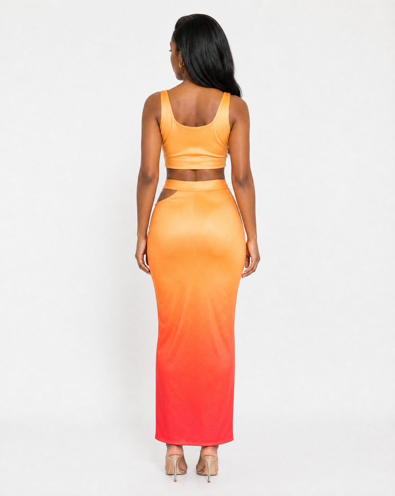 Ombre Cutout Skirt Set