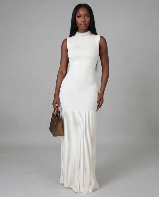 Bodycon Dress Pleated Below Waist