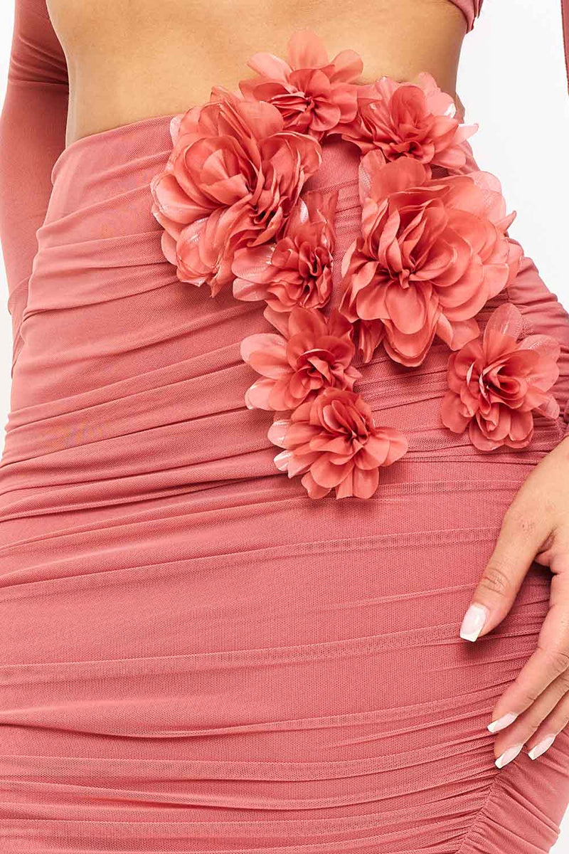 Rose Embellished Skirt Set