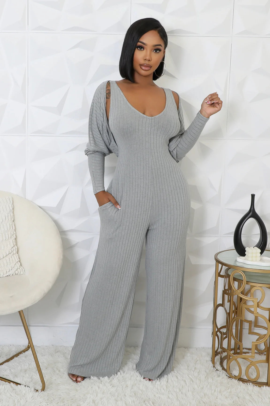 Cardigan Jumpsuit Set