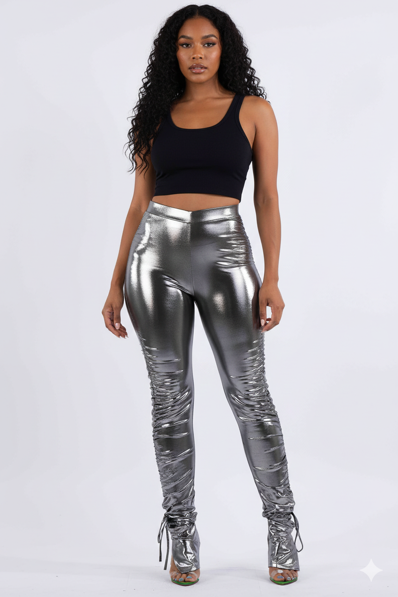Metallic Ruched Leggings
