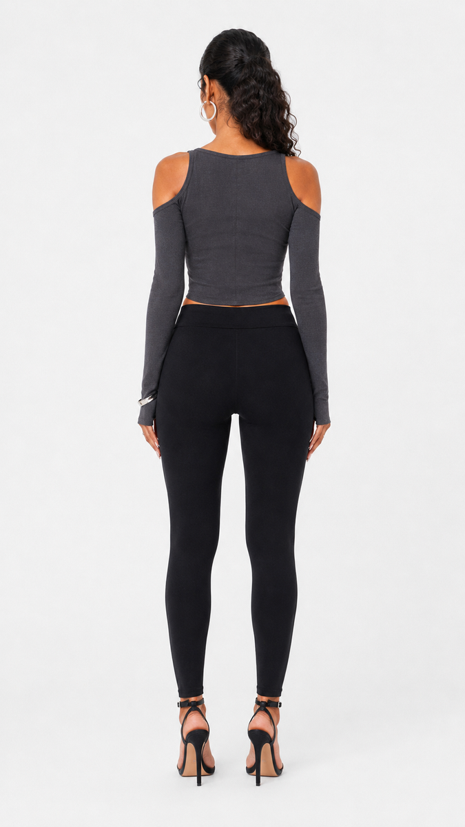 Square Neck Shoulder Cut Out Bustier Top