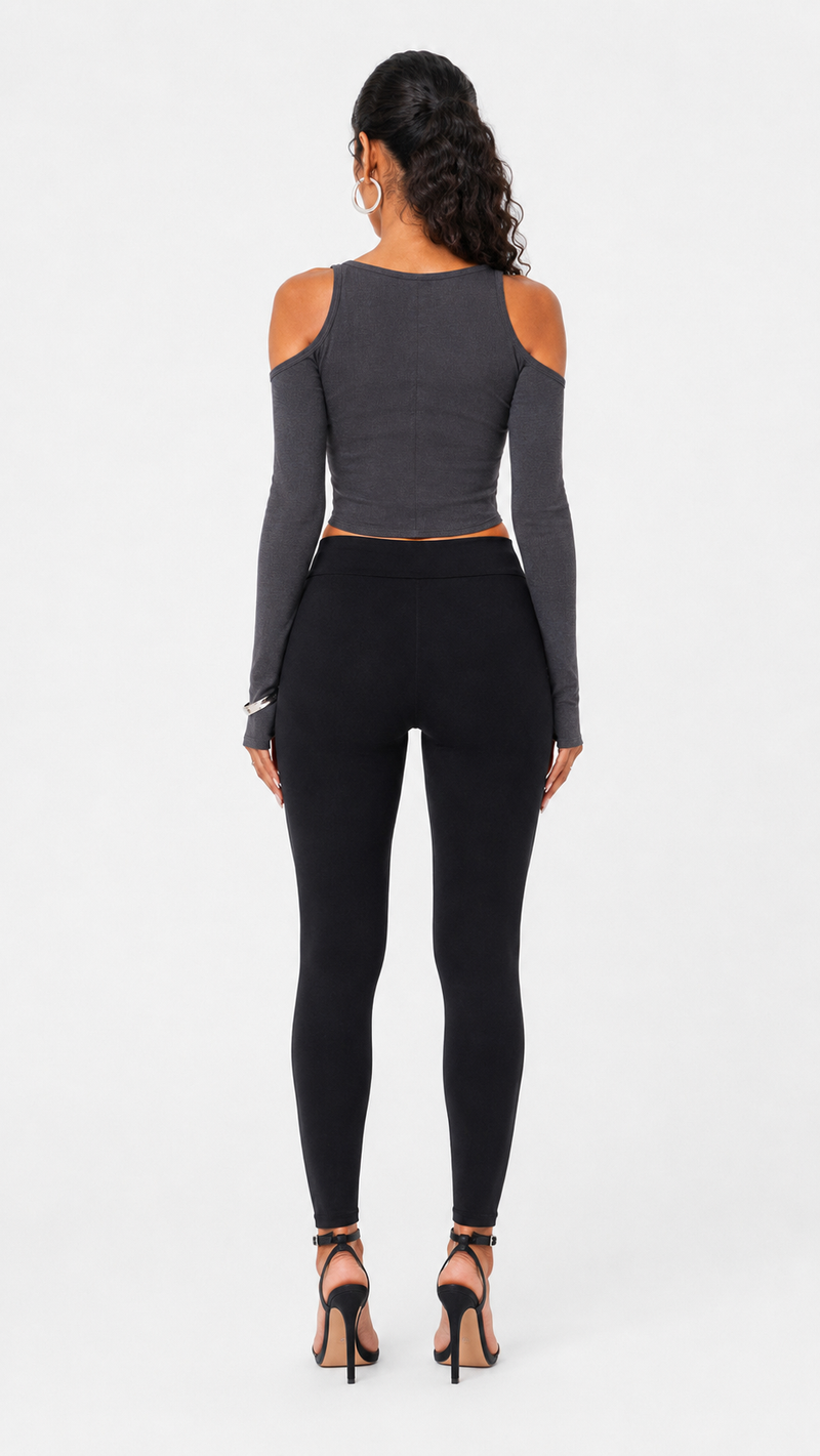 Square Neck Shoulder Cut Out Bustier Top