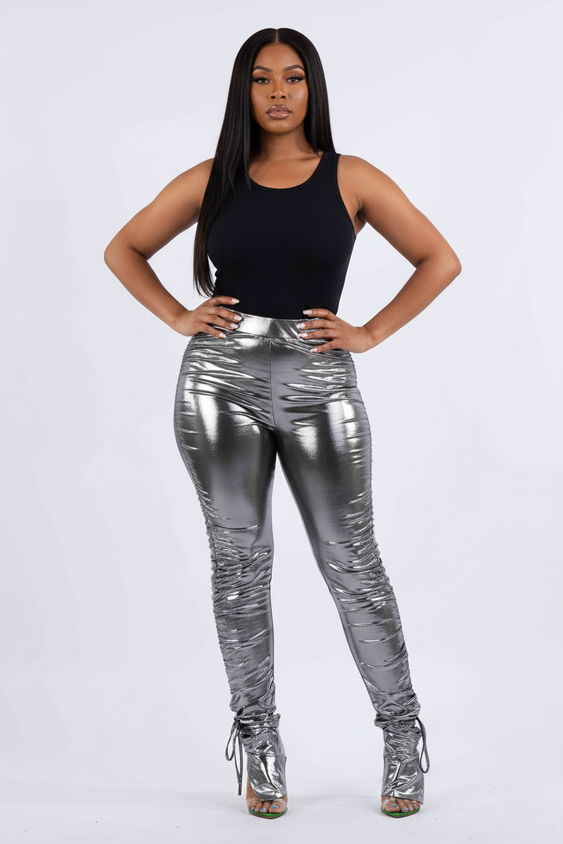 Metallic Ruched Leggings
