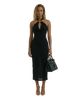 Pattern Knit Cowl Neck Midi Dress