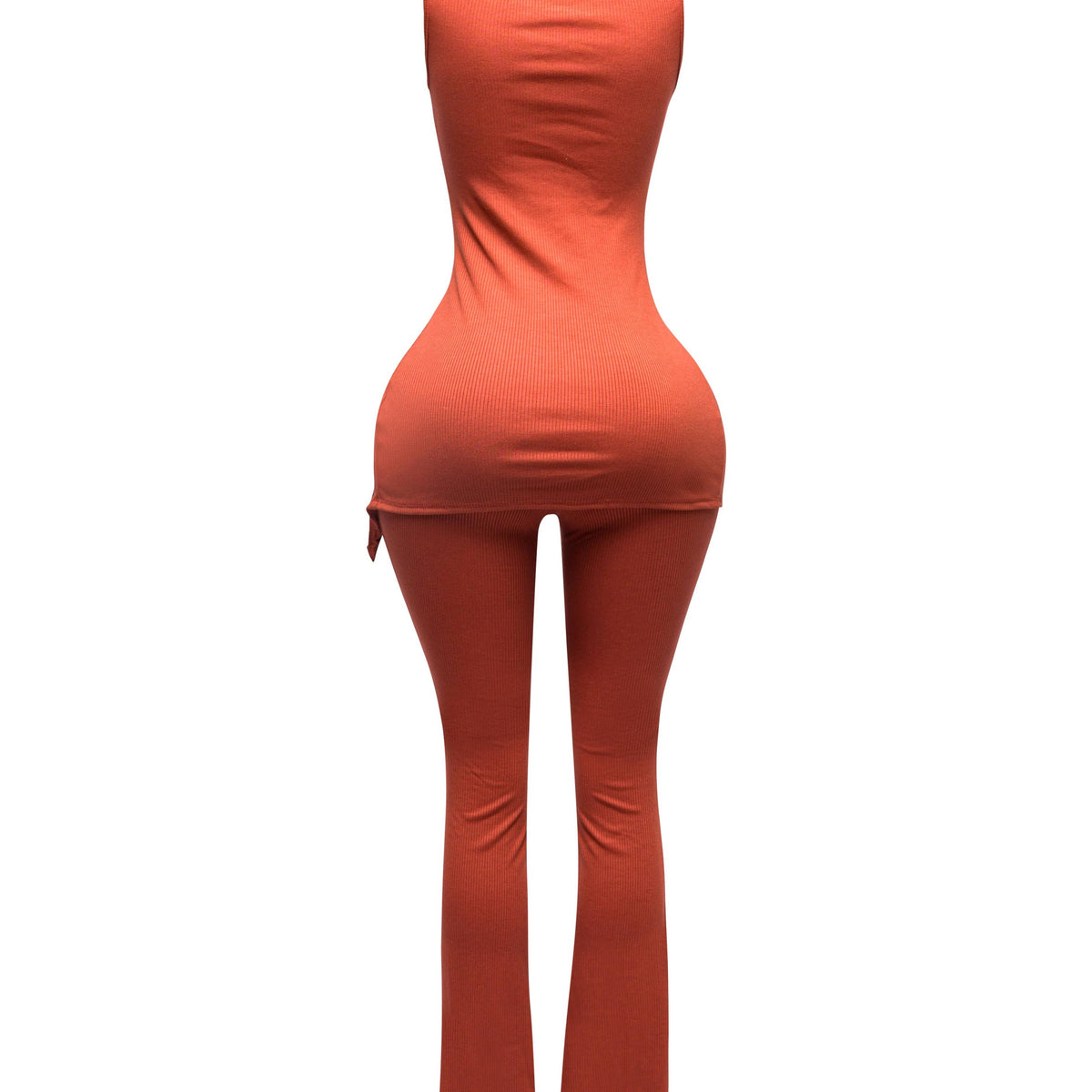 Mock Neck Slit Top Pants Set