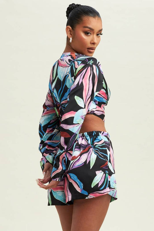 Floral Print Two Piece Short Set