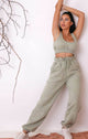 Sage Oversized Sleeveless Crop Top & Drawstring Waist Jogger