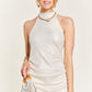 FOGGY FOIL OVERLAP SHIRRED DRESS