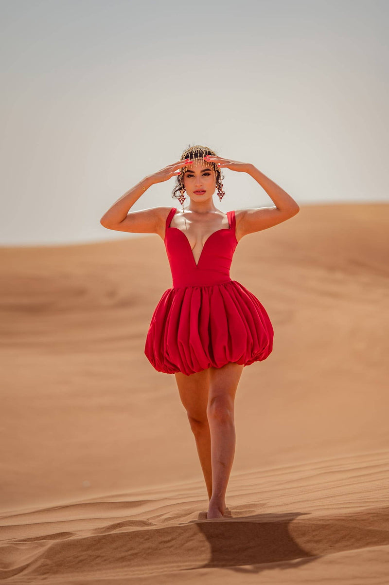 Plunge Bubble Hem Mini Dress