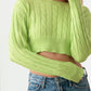 Cable Pattern Long Sleeve Crop Sweater Top