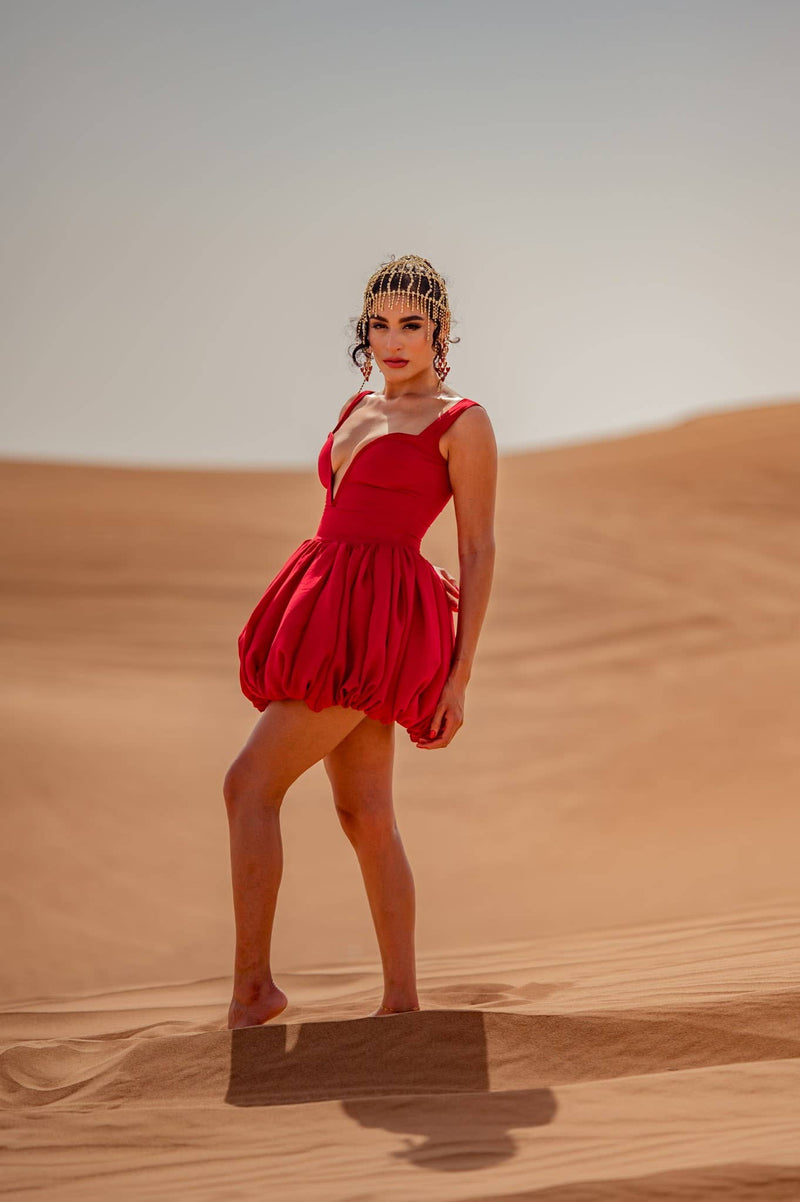 Plunge Bubble Hem Mini Dress