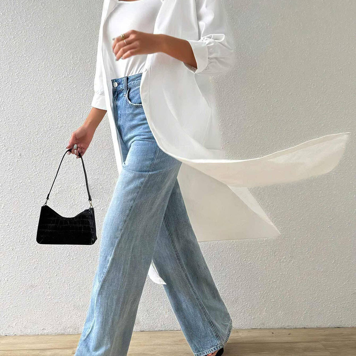 Versatile Mid-Sleeve Long Cardigan Shirt