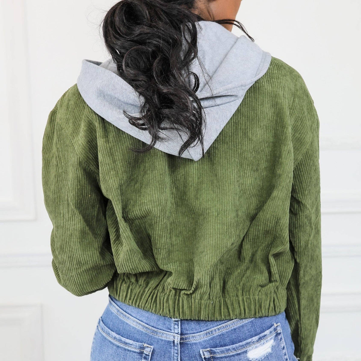 Daily Warmth Long Sleeve Inside Hoodie Corduroy Jacket