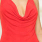 COWL HALTER NECK BACKLESS MINI DRESS