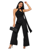 THICK STRETCH WOVEN & MESH JUMPSUIT