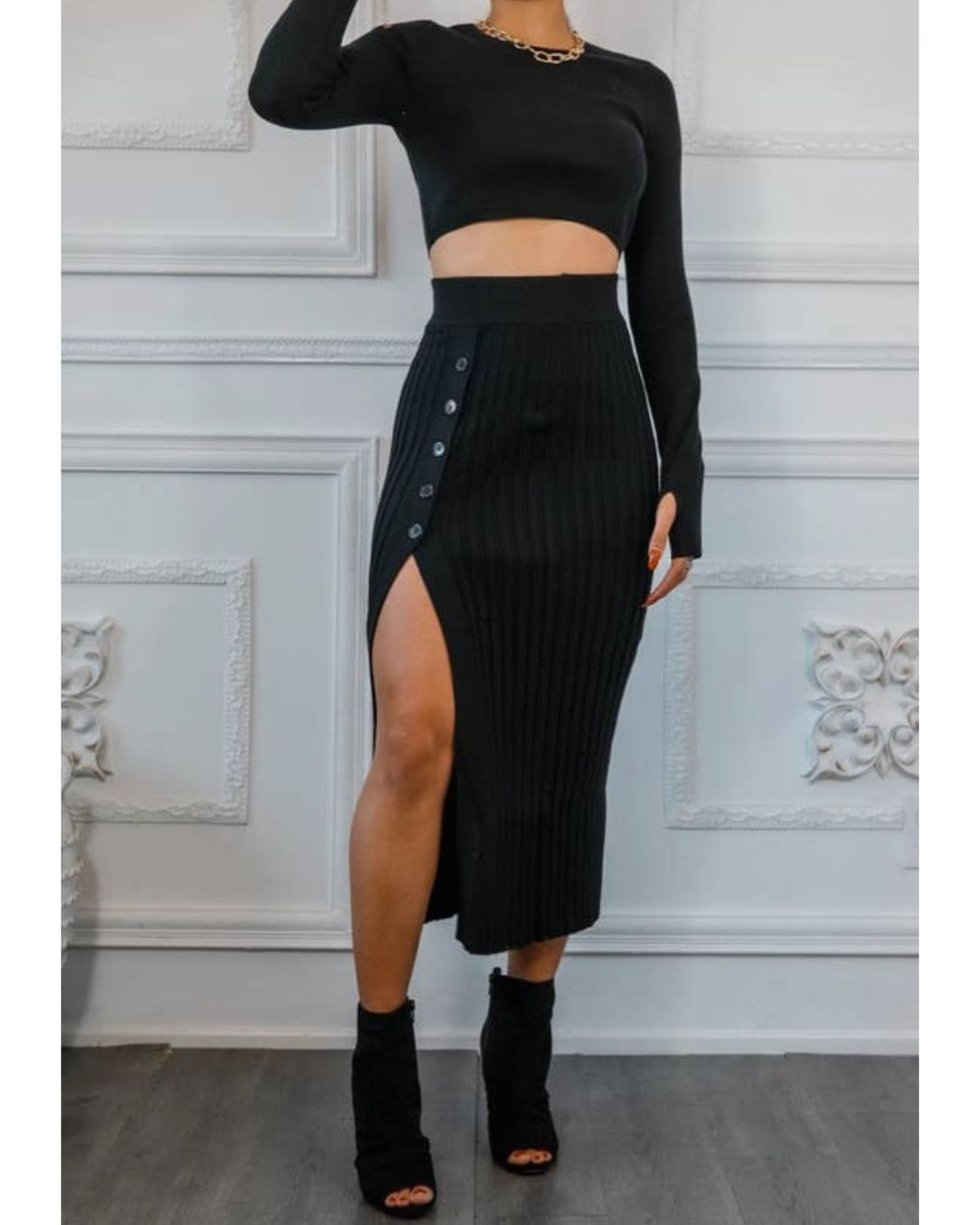 Sweater Crop and Skirt Set