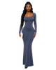 Ribbed Long Sleeve Mermaid Maxi Dress