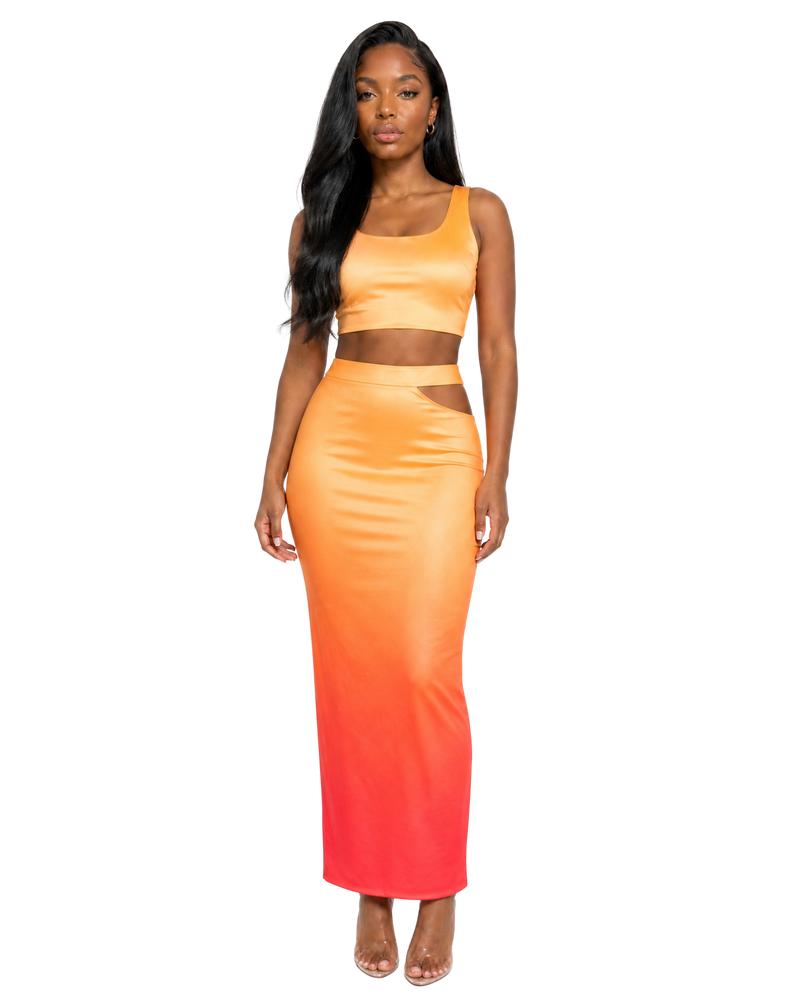 Ombre Cutout Skirt Set