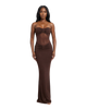 Chocolate Mesh Panel Maxi Dress