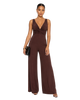 Ruched V-Neck Wide Leg Jumpsuit