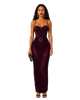Burgundy Sculpted Corset Ruched Maxi Dress