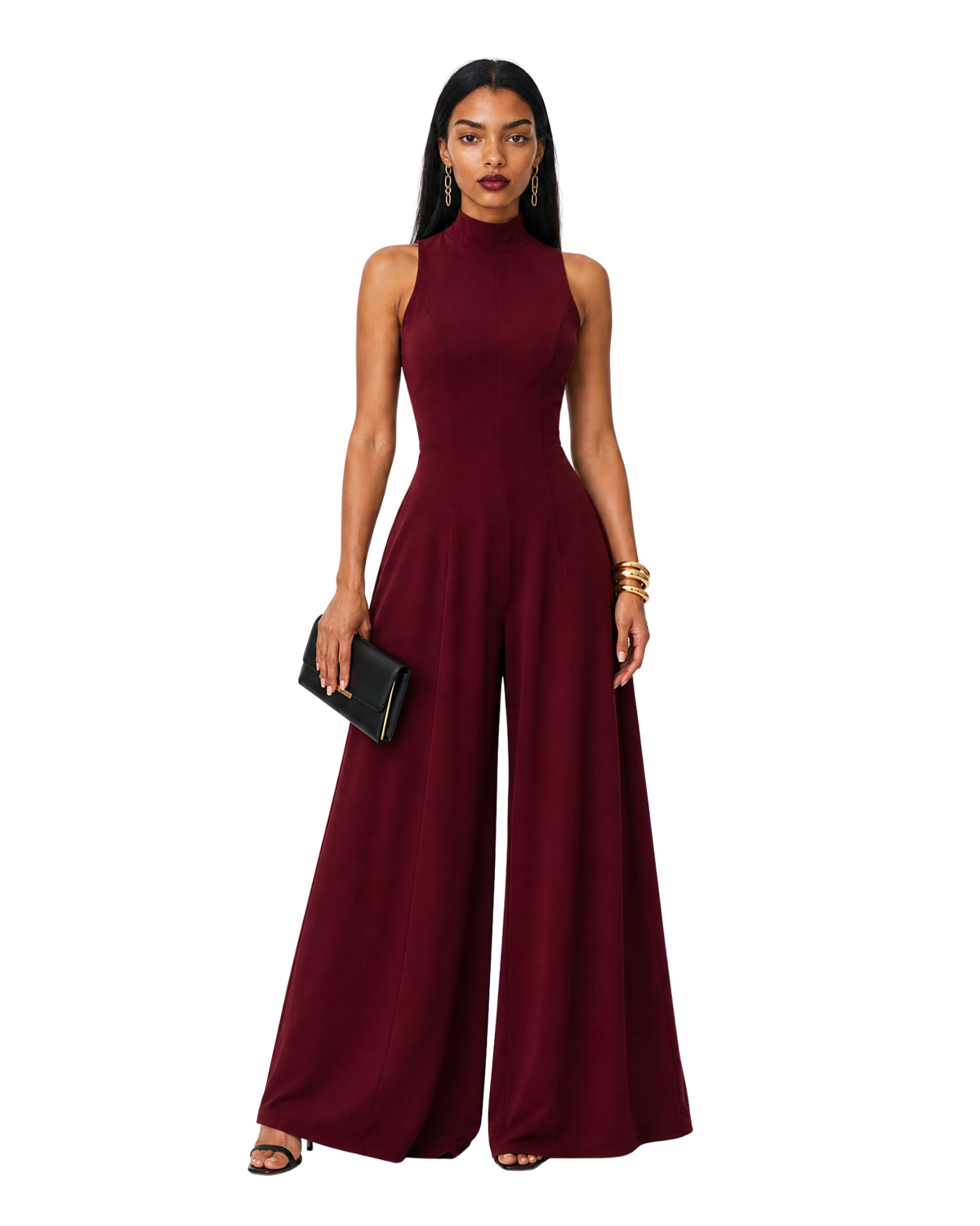 Burgundy Wide Leg Jumpsuit